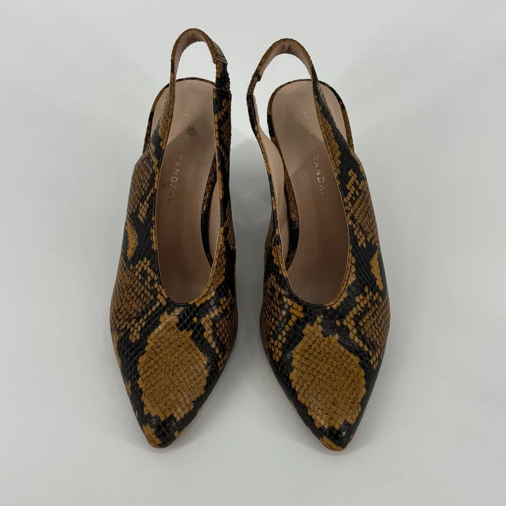 Loeffler Randall Estelle Slingback Heel Amber Women Size 7 Snakeskin Pointed Toe
